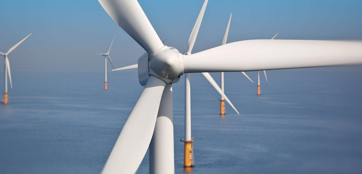 clean energy windmill farm in the sea